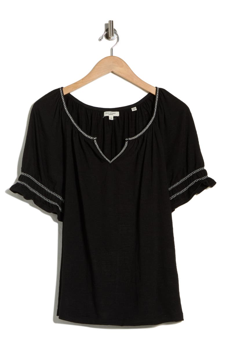 MAX STUDIO Puff Sleeve Top, Main, color, Black