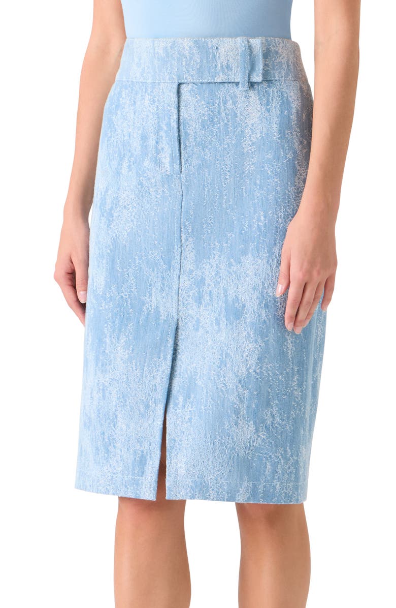 Akris punto Denim Jacquard Pencil Skirt, Alternate, color, Sky Blue Denim