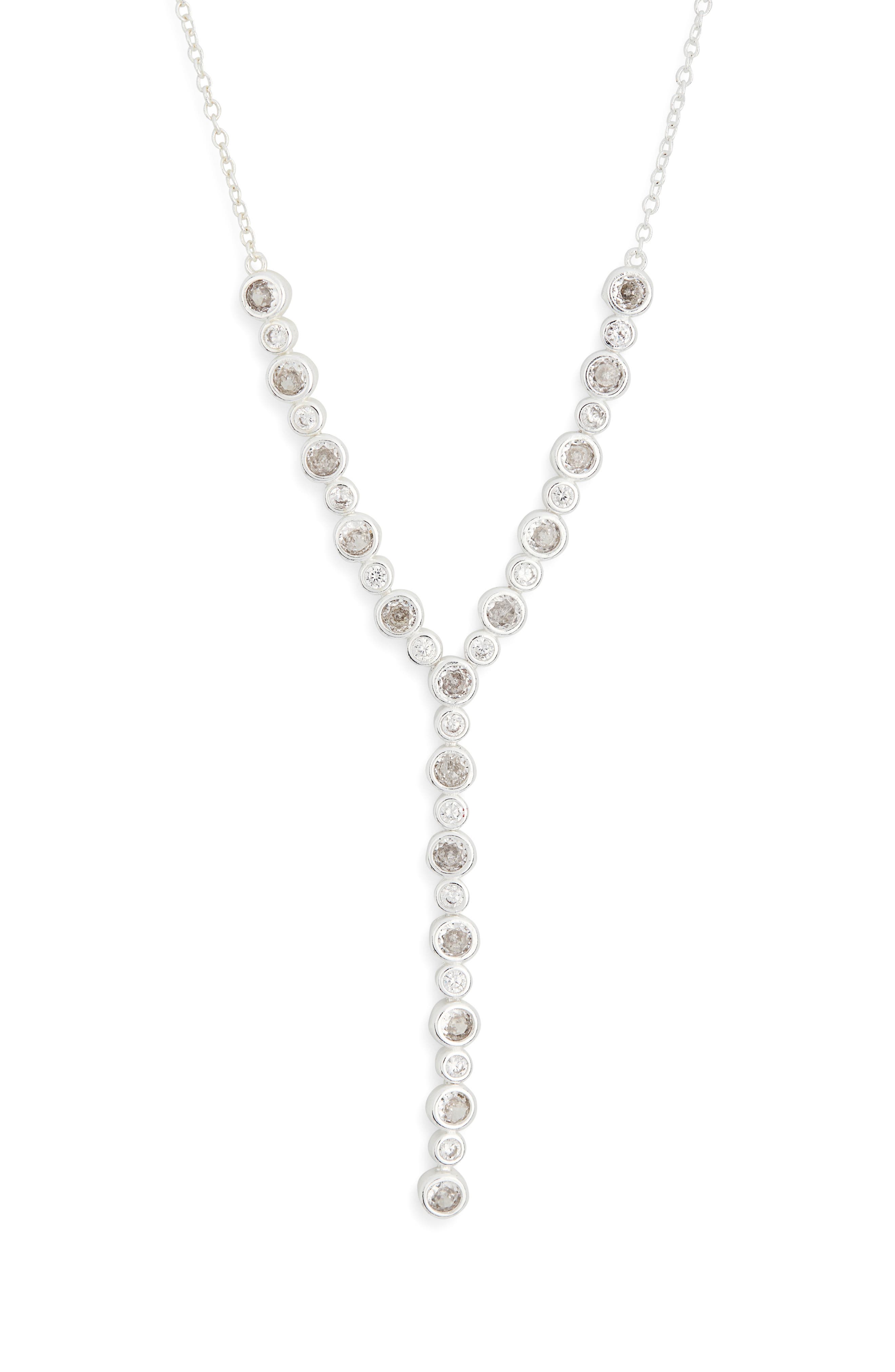 NORDSTROM RACK Bezel Set CZ Tennis Y Necklace