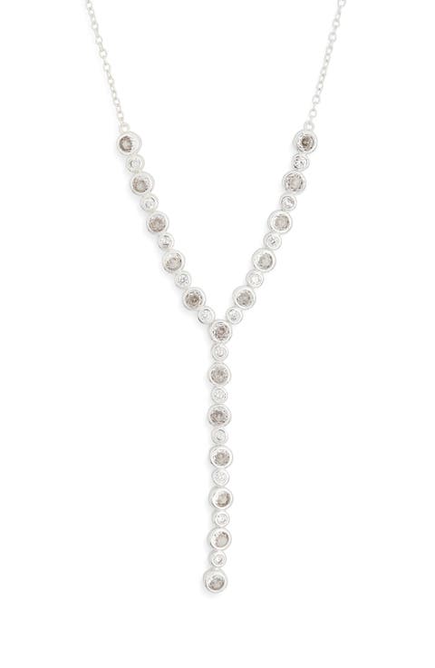 Bezel Set CZ Tennis Y Necklace