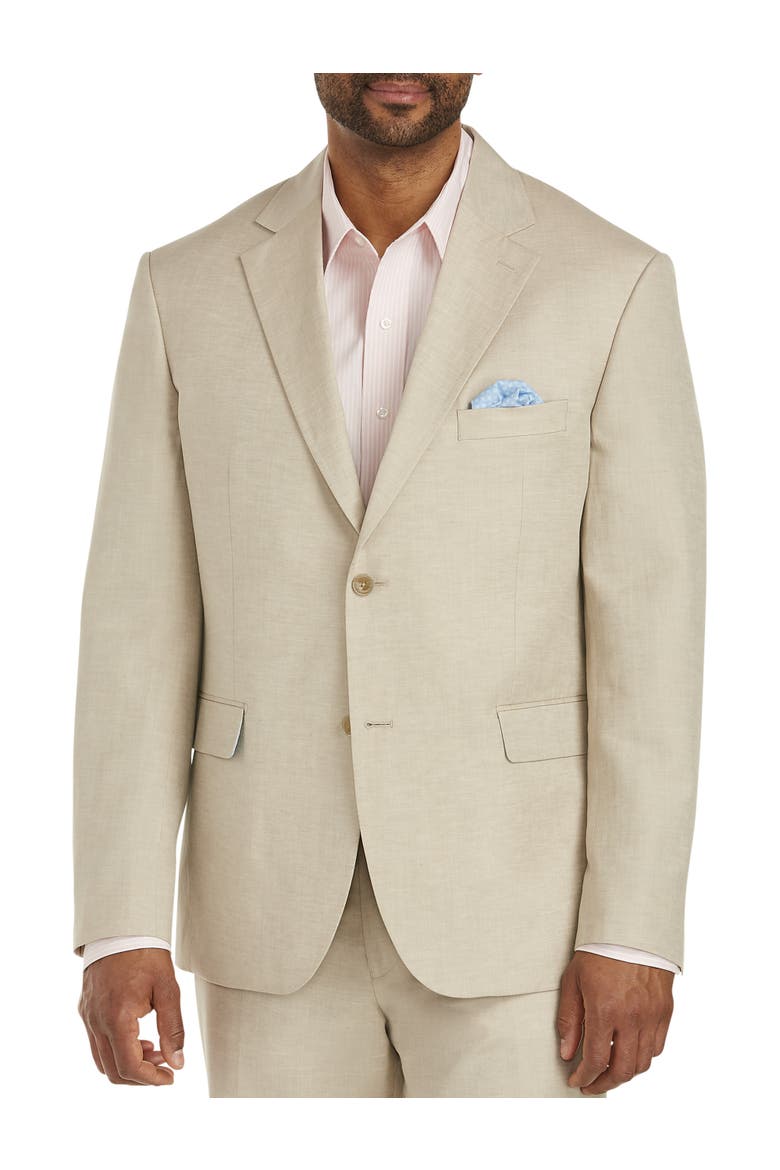 Big & Tall Jacket-Relaxer Linen-Blend Suit Jacket, Main, color, FLAX