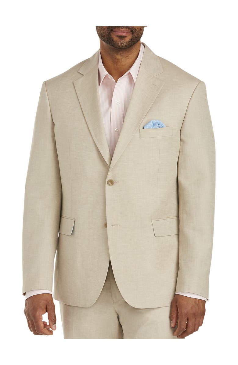 Oak Hill by DXL Jacket-Relaxer Linen-Blend Suit Jacket, Main, color, Flax