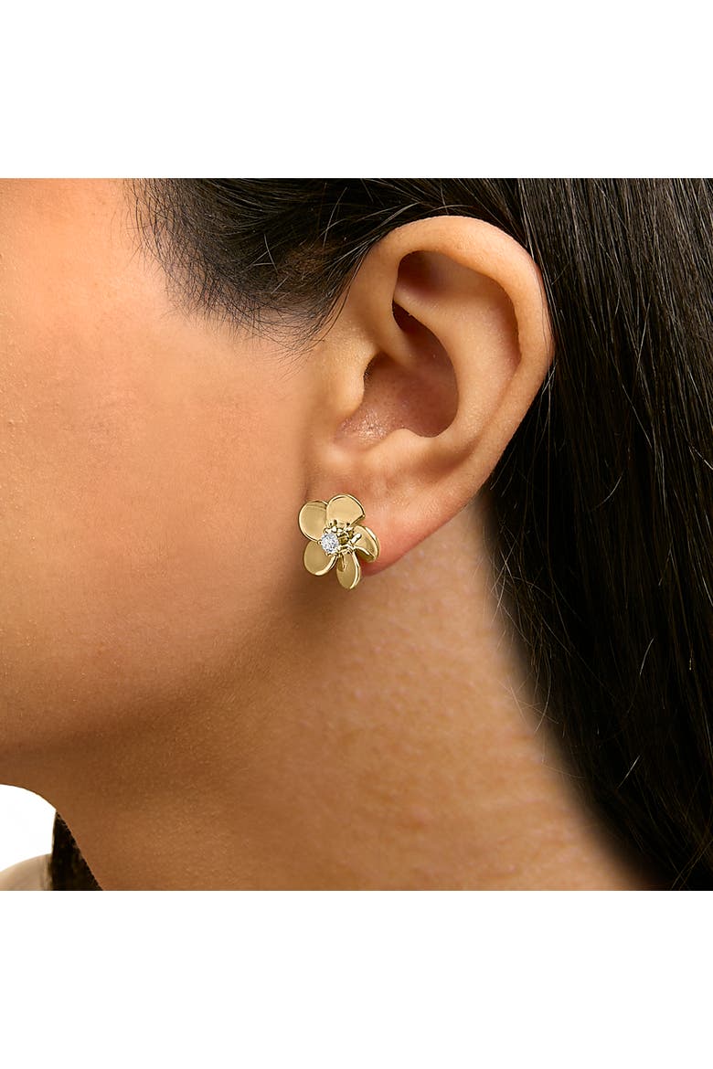 10K Gold 1/3 Cttw Lab Grown Diamond Flower Petal Stud Earrings, Alternate, color, Yellow