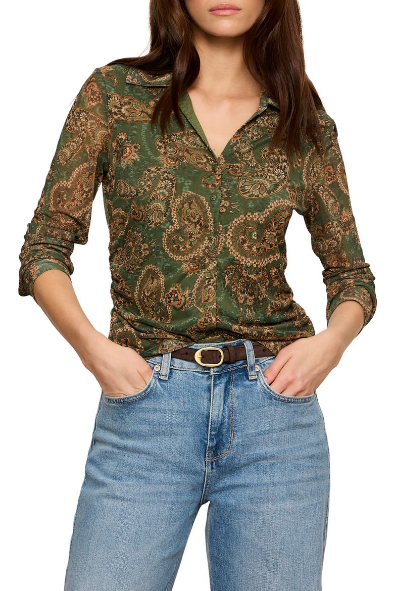 Juno Front Button Top, Alternate, color, DECO GREEN