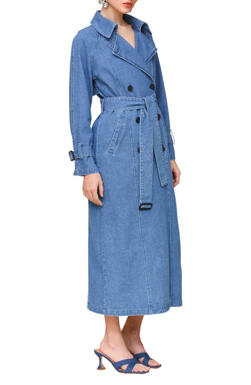 Shop Avec Les Filles Denim Trench Coat In Borboleta Wash