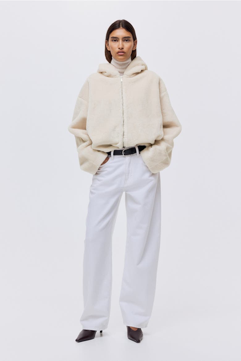 Zip-through Hoodie, Main, color, Cream