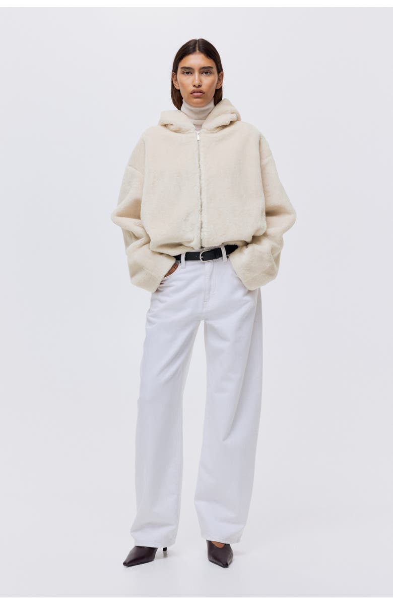 H&M Zip-through Hoodie, Alternate, color, Cream