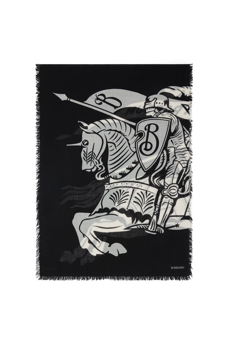 Burberry Wide EKD Wool Scarf, Main, color, Black/Calico