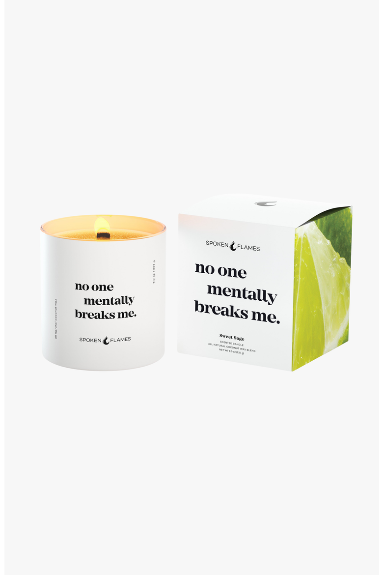 No One Mentally Breaks Me Candle, Alternate, color, White With Yellow