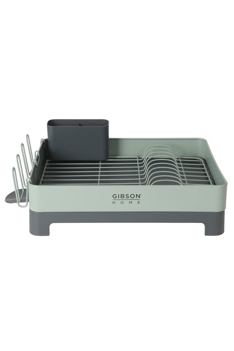 Nestcraft Full-Size Dish Rack with Drain Board and Flatware Caddy, Alternate, color, Green