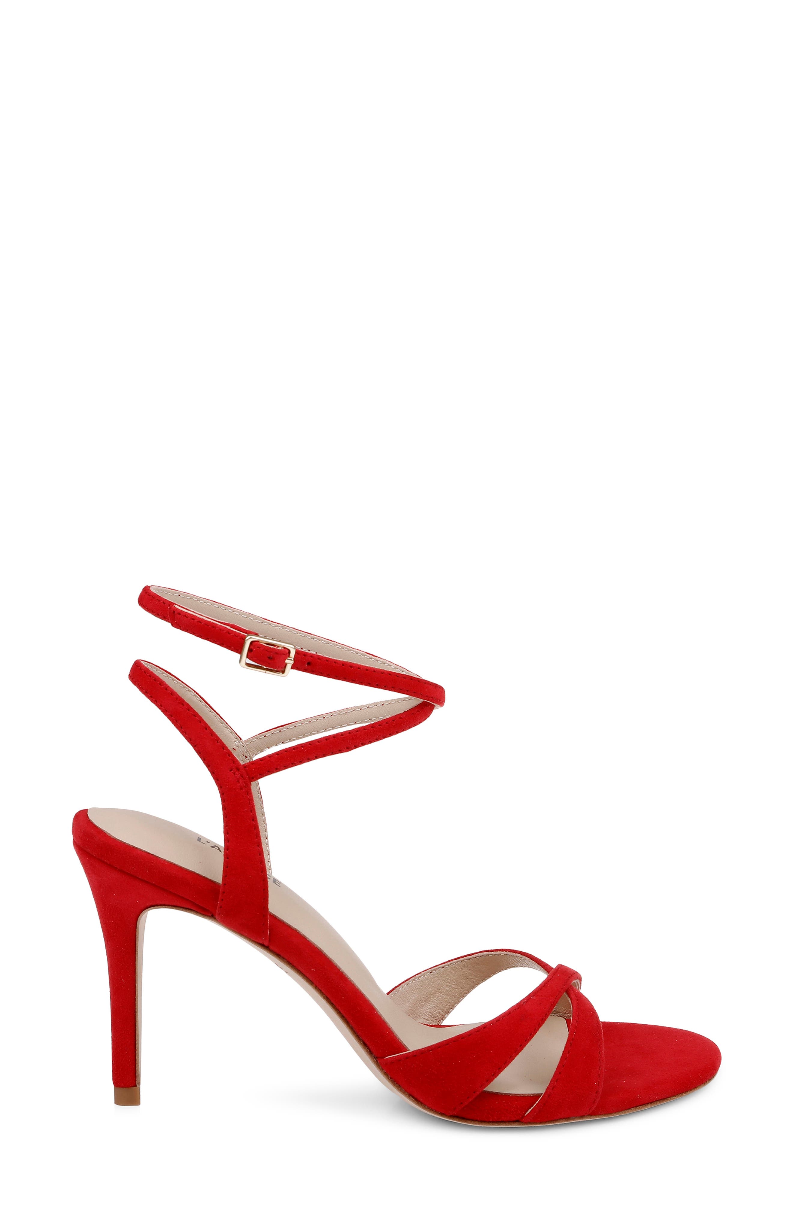 Miranda Ankle Strap Sandal, Alternate, color, RED SUEDE