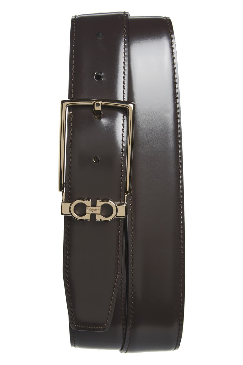 Salvatore Ferragamo Reversible Leather Belt, Alternate, color, NERO / T.MORO