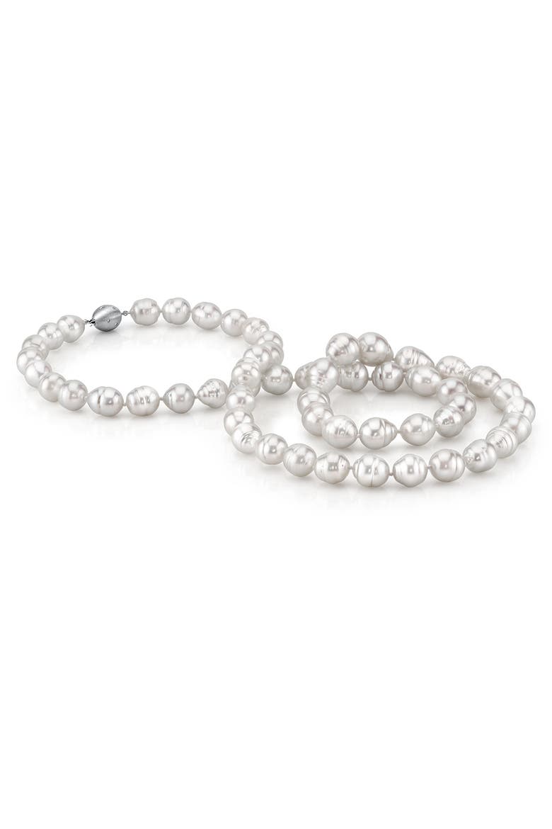 10-13mm Opera Length White South Sea Baroque Pearl Necklace, Main, color, Yellow Gold Clasp