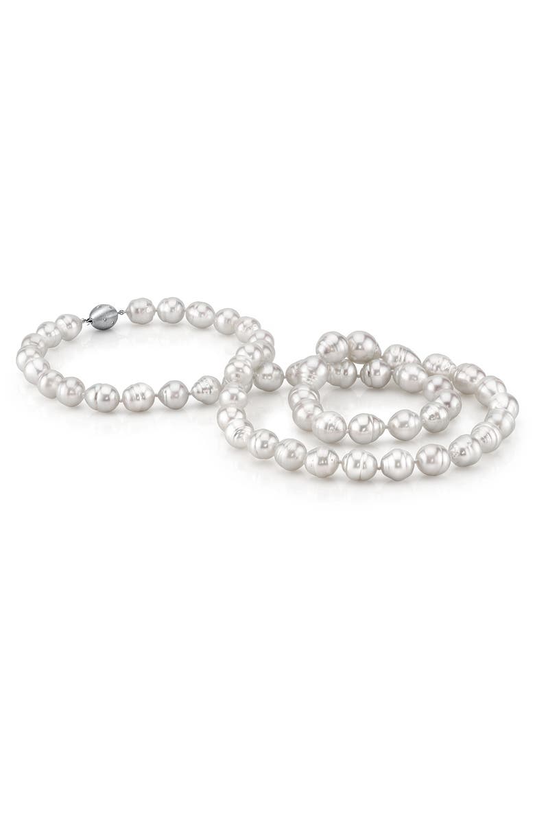 The Pearl Source 10-13mm Opera Length White South Sea Baroque Pearl Necklace, Main, color, Yellow Gold Clasp