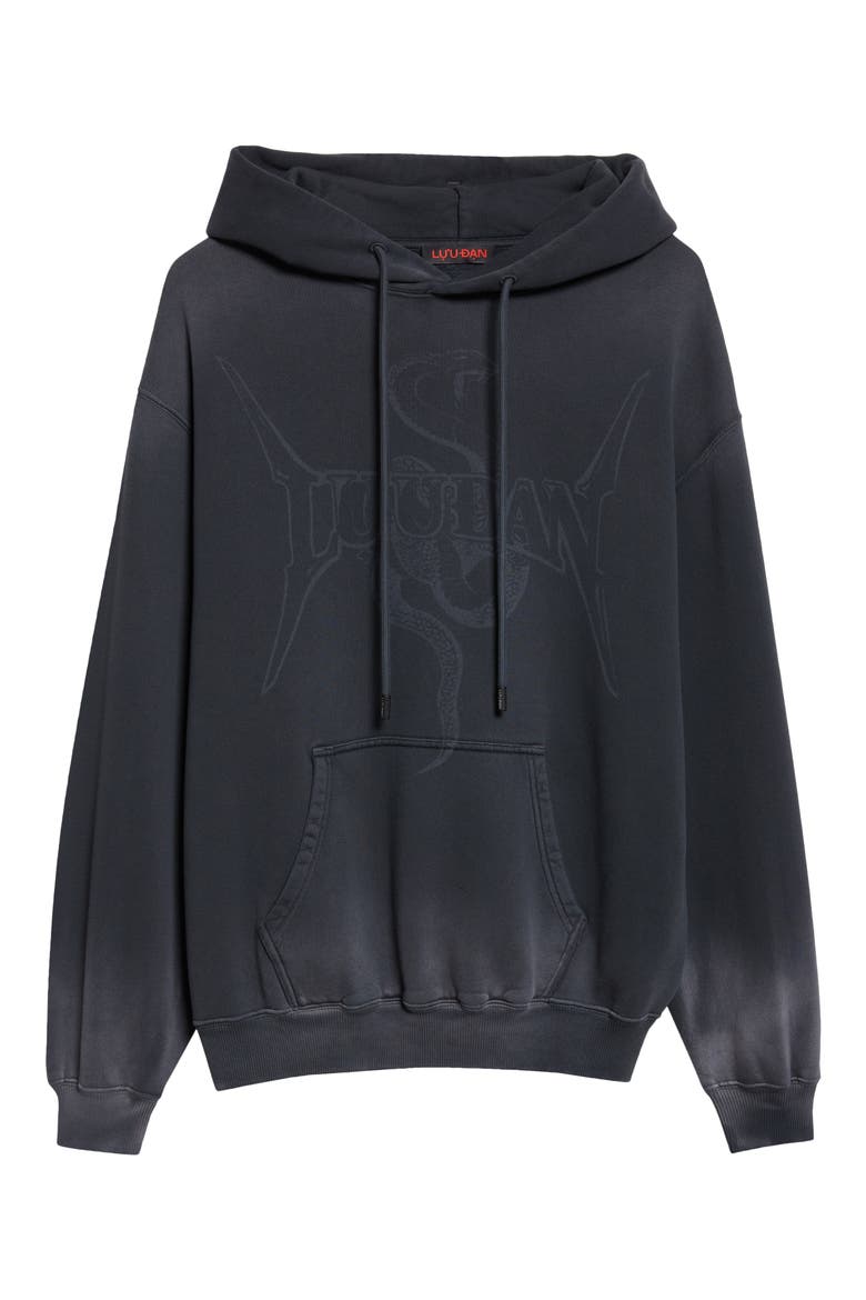 Slouch Oversize Fleece Graphic Hoodie, Alternate, color, METAL SNAKE / BLACK SMOKE