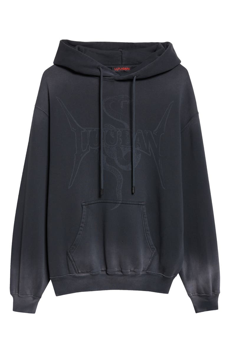LU'U DAN Slouch Oversize Fleece Graphic Hoodie, Alternate, color, Metal Snake / Black Smoke