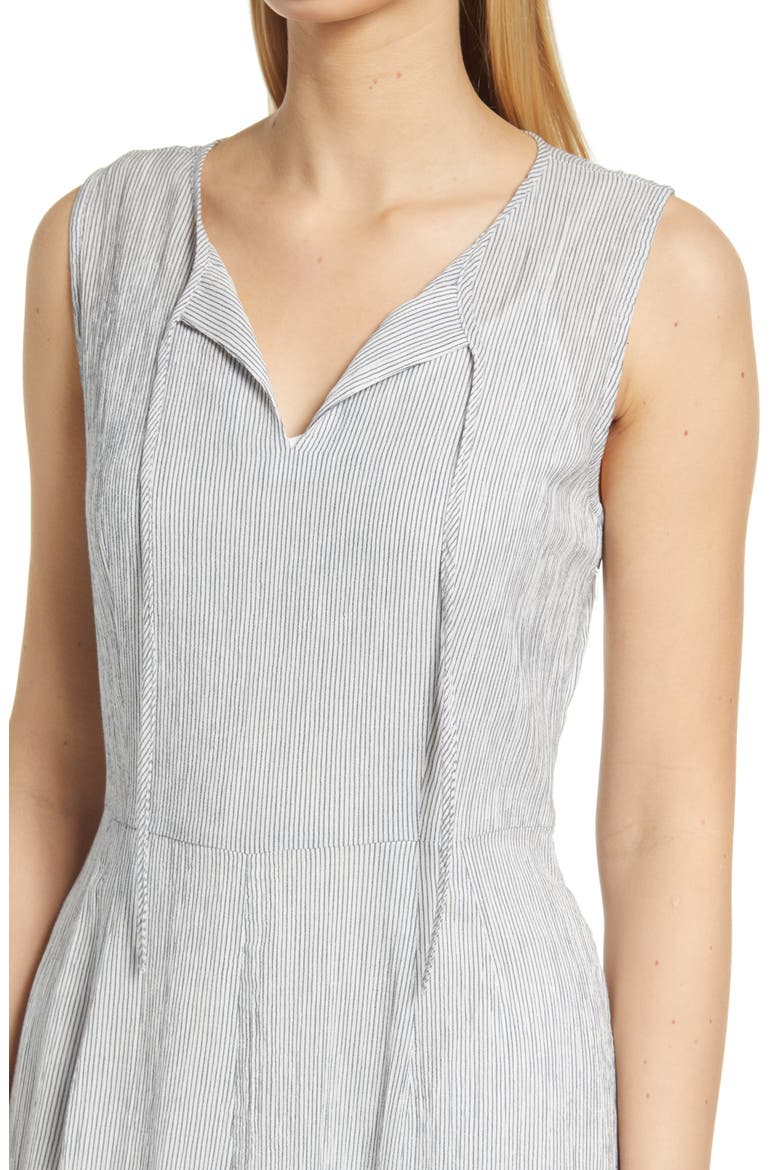 Sleeveless Tiered Dress, Alternate, color, NAVY- IVORY STRIPE