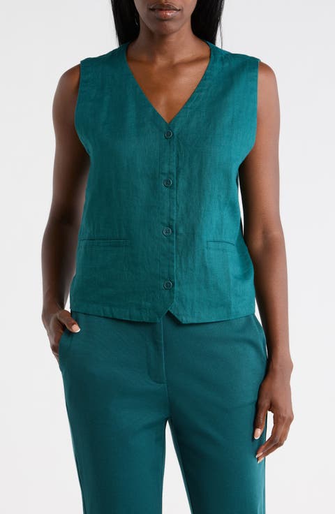 V-Neck Organic Linen Vest