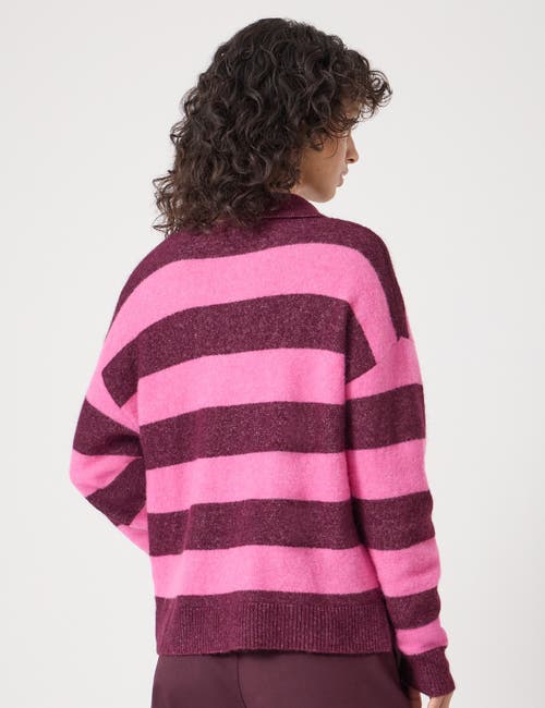 Hush Drew Wool Blend Relaxed Rugby Sweater In Pink