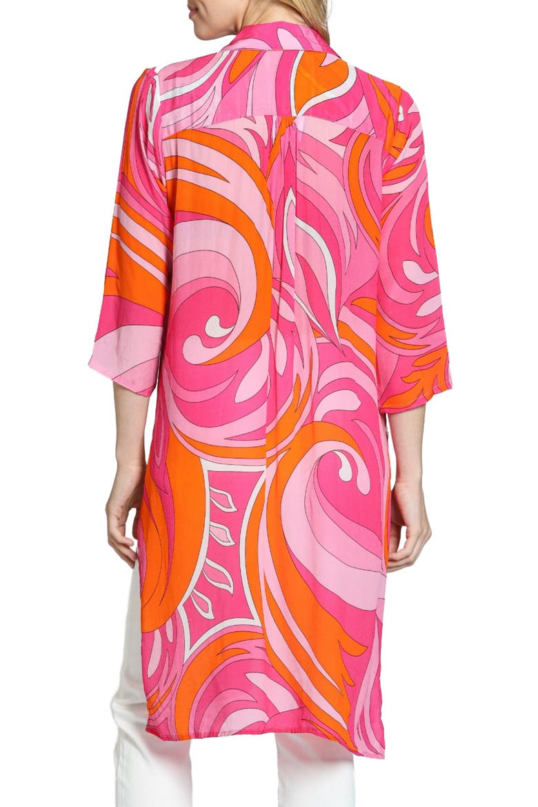 Button-Up Shirtdress, Alternate, color, PINK/ ORANGE MULTI