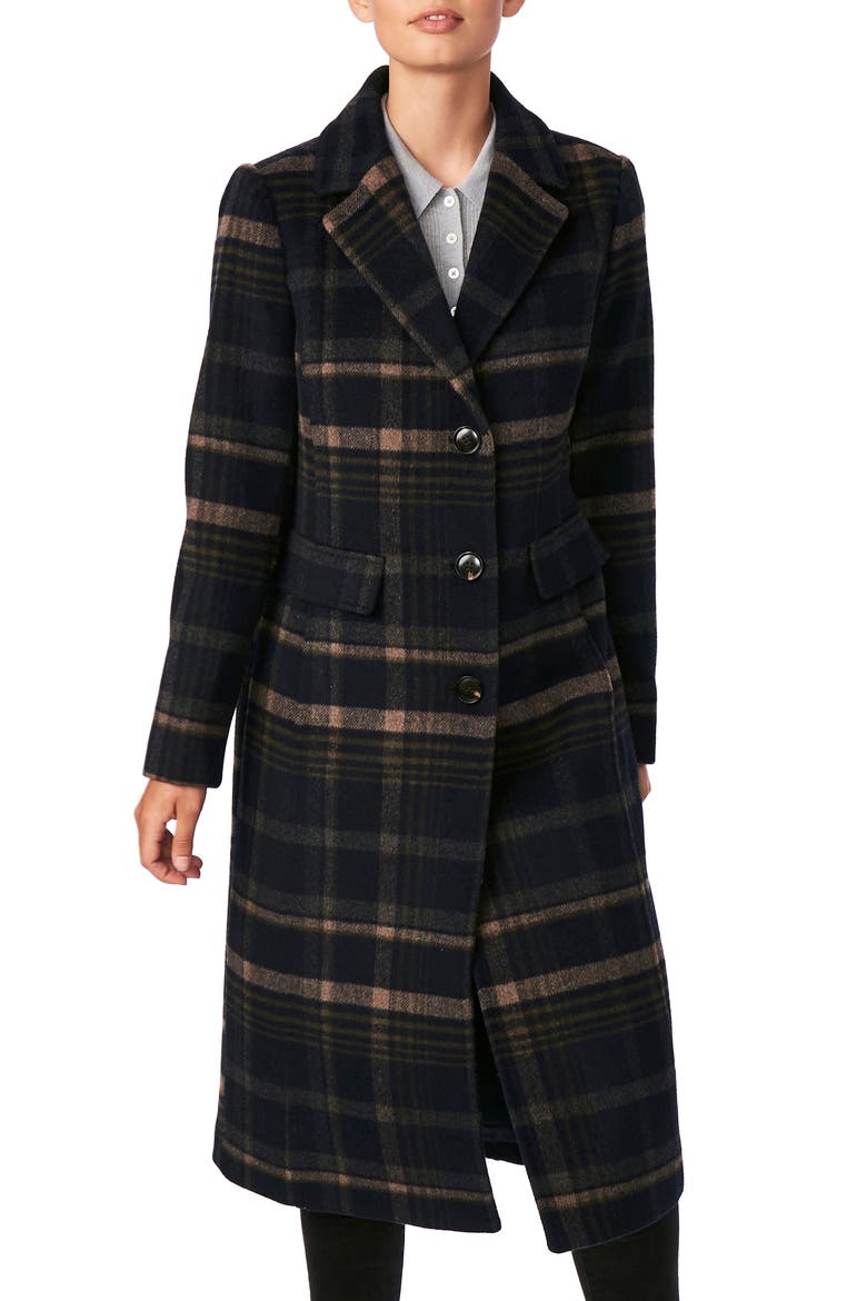 Plaid Coat, Main, color, NAVY PLAID