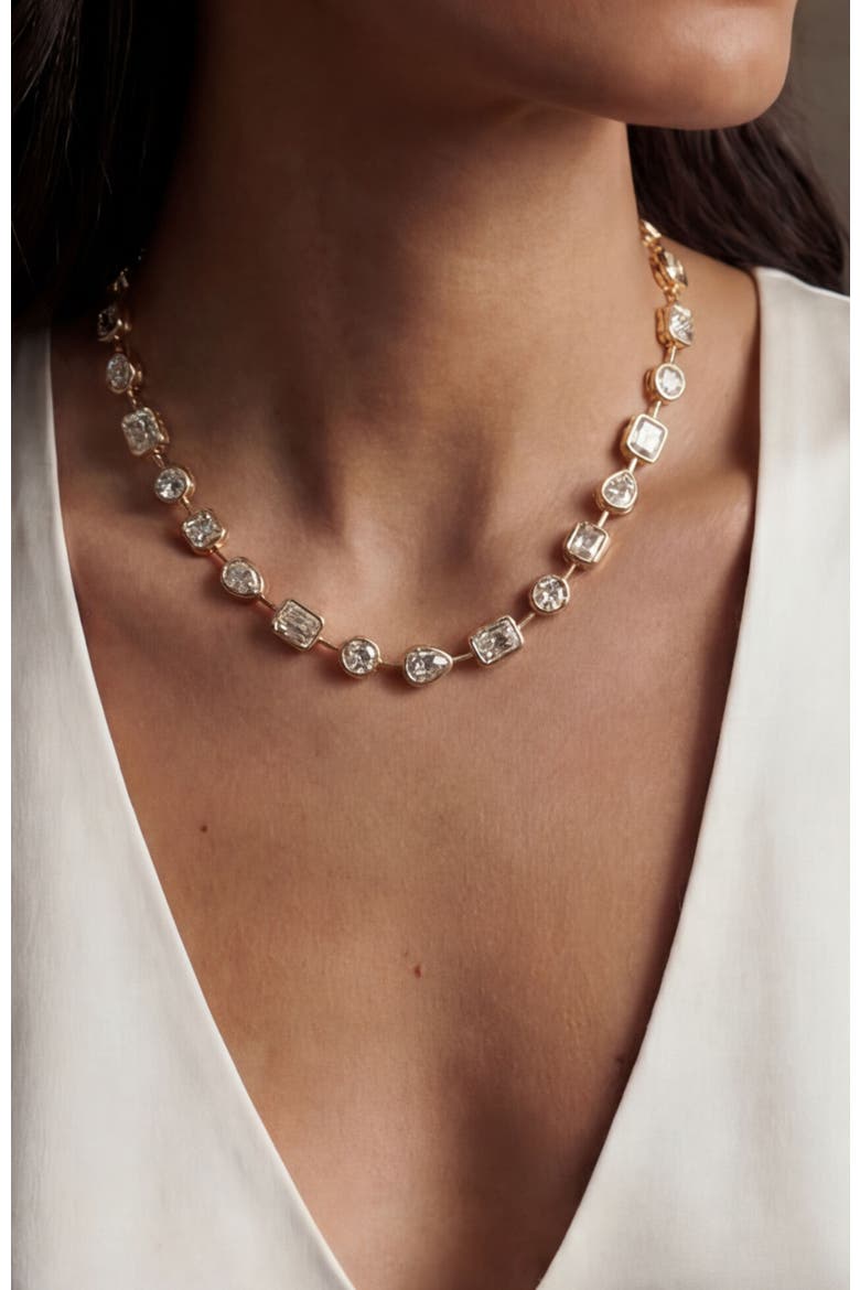 Naomie Bezel Set Tennis Necklace, Alternate, color, Gold