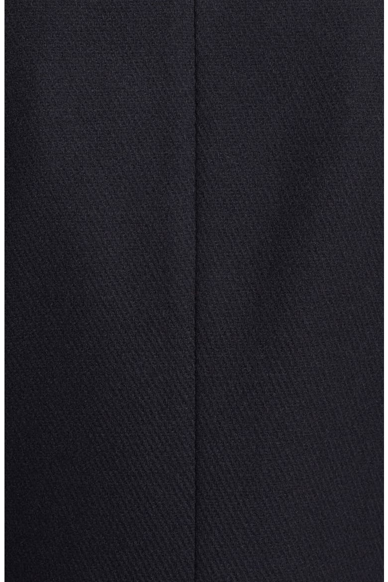 Leather Trim Asymmetrical Cutaway Coat, Alternate, color, BLACK