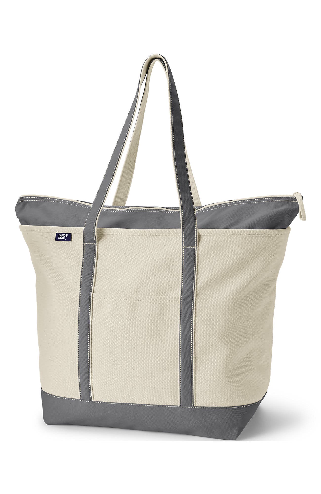 Lands' End Zip Top Long Handle Canvas Tote Bag | Nordstrom