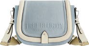 True Religion Distressed Logo Denim Saddle Bag