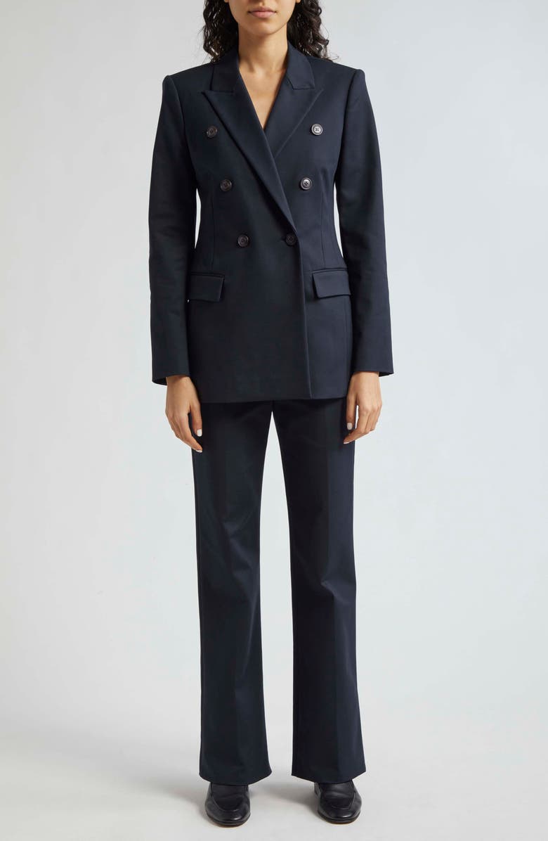 Emporio Armani Cotton Couture Flare Pants, Alternate, color, Solid Blue Navy