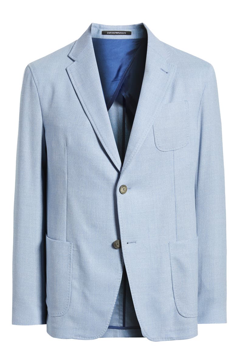 Emporio Armani Textured Virgin Wool Sport Coat, Alternate, color, Light Blue