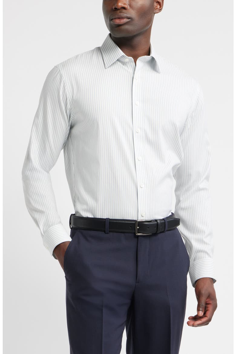 Trim Fit Shadow Stripe Premium Performance Twill Dress Shirt, Main, color, BLUE MARCELLO STRIPE