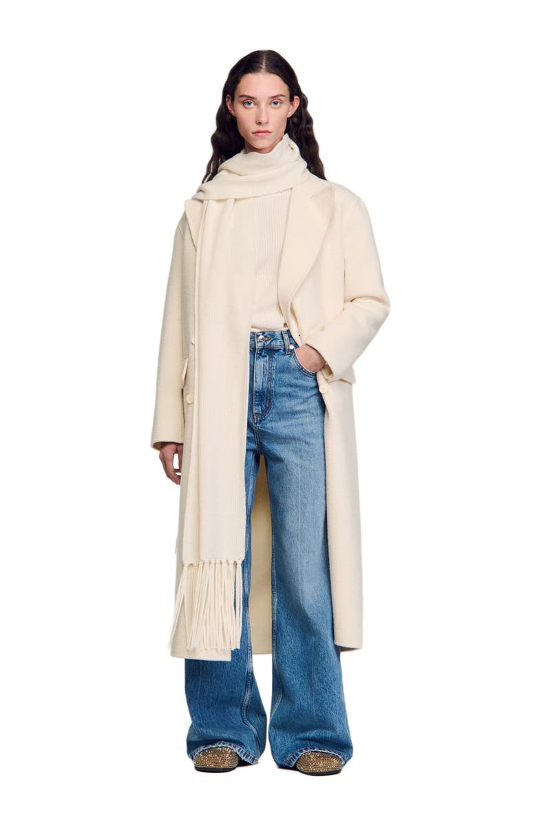 SANDRO Long wool-blend coat, Alternate, color,