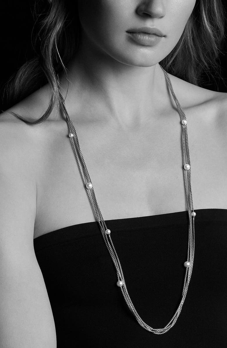 David Yurman Four-Row Chain Necklace with Pearls, Alternate, color, 