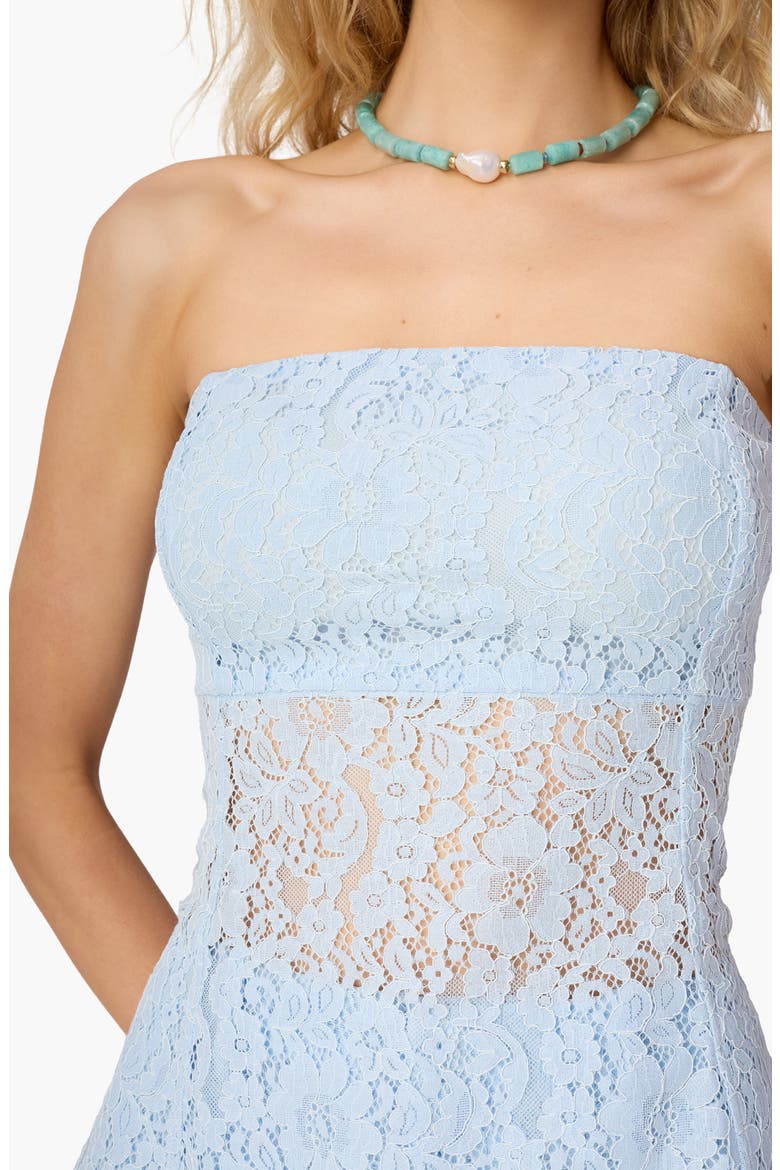 Bijou Strapless Sheer Lace Top, Alternate, color, DEW