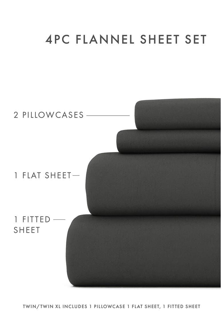 Premium Cotton 4-Piece Ultra Soft Flannel Bed Sheet Set, Alternate, color, GRAY