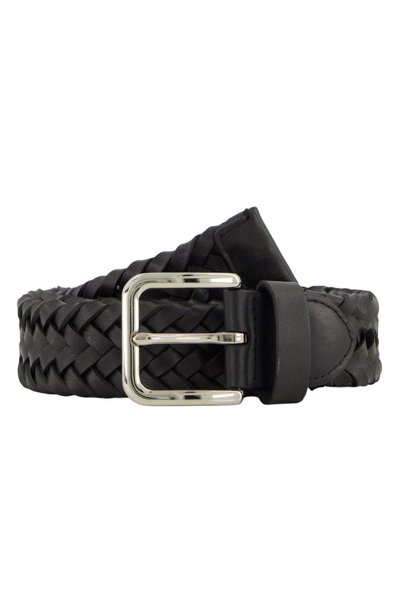 Vince Alex Woven Leather Belt, Alternate, color, Black