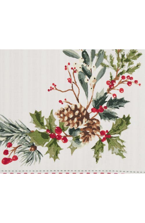 Design Imports Set Of 4 Heritage Holiday Reversible Sprigs Placemats In Multi