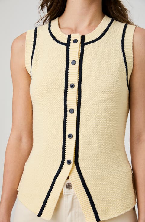 Contrast Piped Sweater Vest