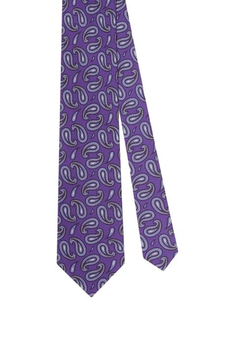 Robert Paisley Printed Silk Necktie