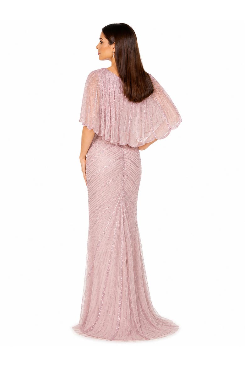 Beaded Faux-Wrap V-Neck Bridal Gown, Alternate, color, Blush