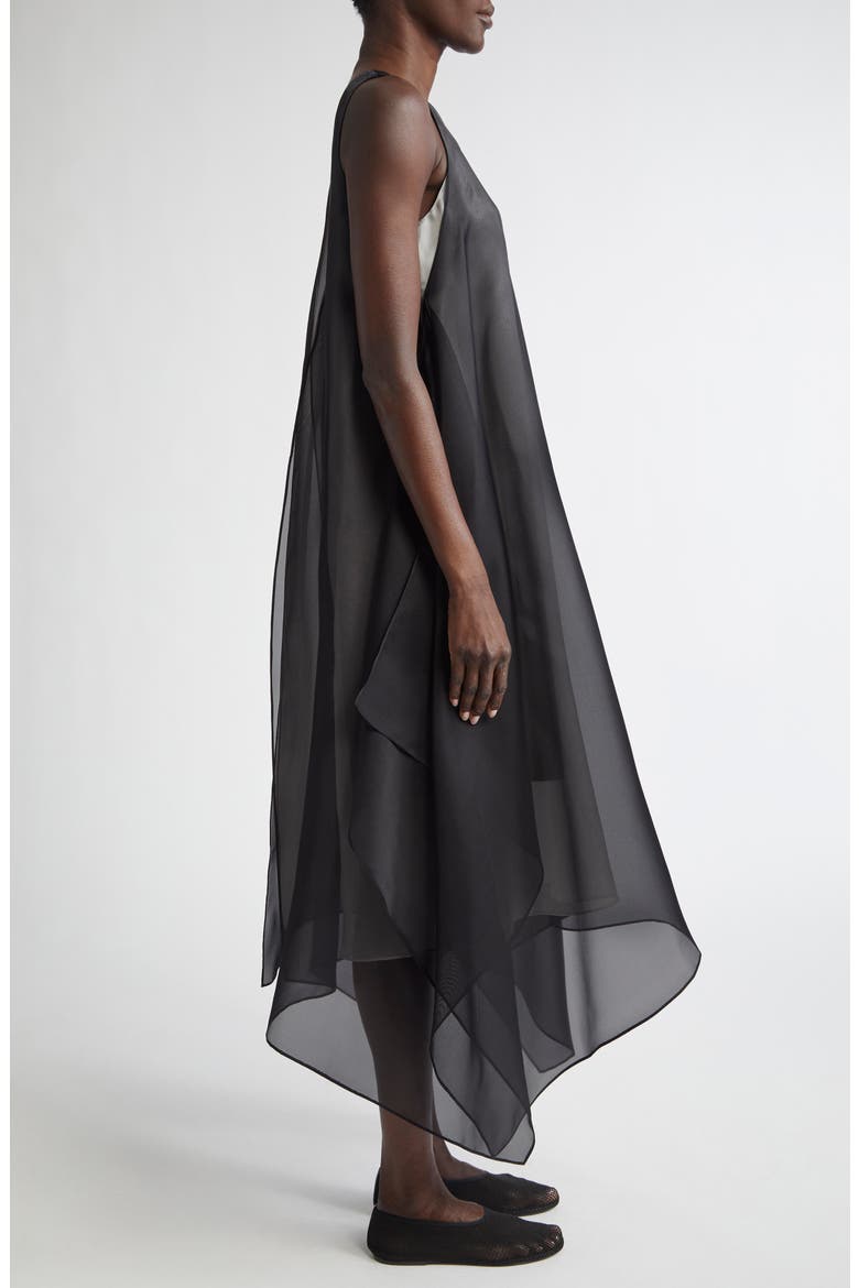Layered Sleeveless Silk Organza Dress, Alternate, color, BLACK