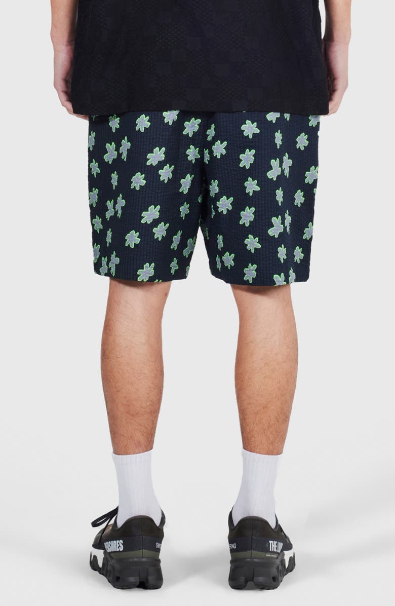 PLEASURES Floral Seersucker Shorts, Alternate, color, Black