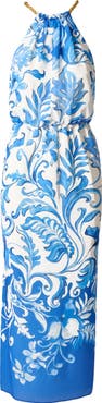 Adrianna Papell Print Blouson Bodice Sleeveless Maxi Dress