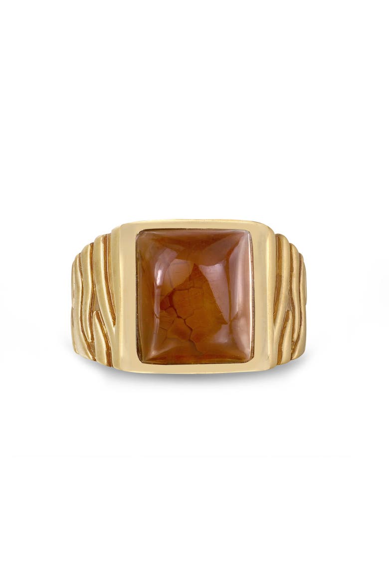 Cracked Agate Sterling Silver Men Signet Ring, Main, color, 14KT Gold Vermeil on Sterling