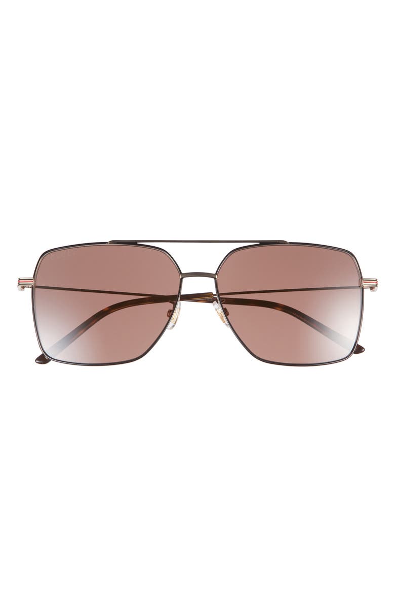 Gucci 61mm Aviator Sunglasses, Main, color, Gold Gold Brown