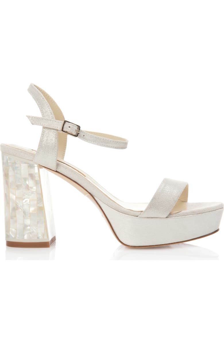 Freya Rose GiGi Ivory Ankle Strap Pearl Heel Sandal, Main, color, Ivory