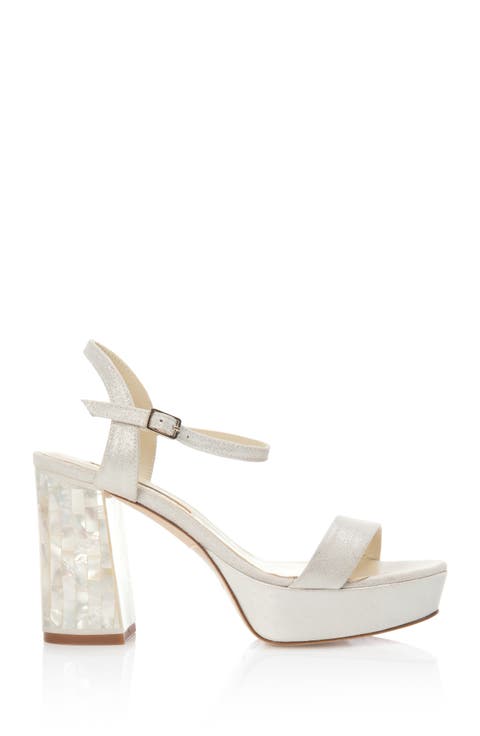 GiGi Ivory Ankle Strap Pearl Heel Sandal