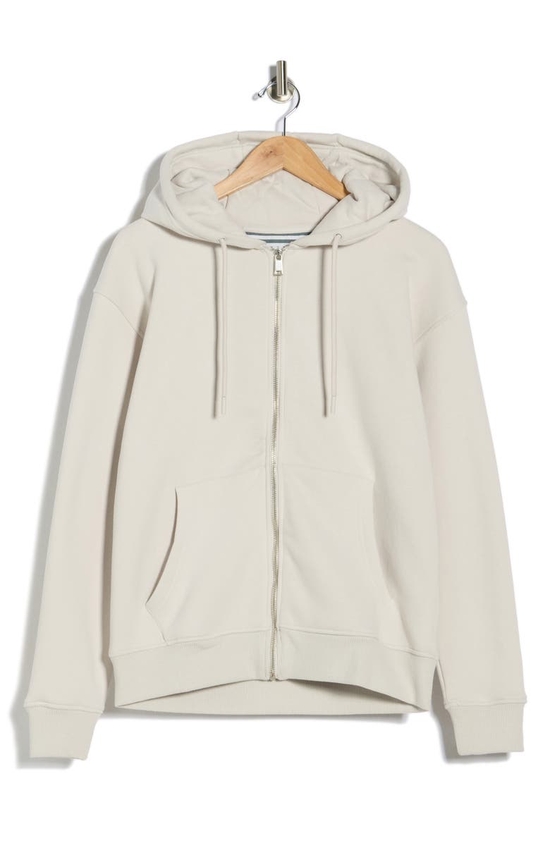 DENIM AND FLOWER Relaxed Fit Full Zip Hoodie, Alternate, color, Pearl Gray