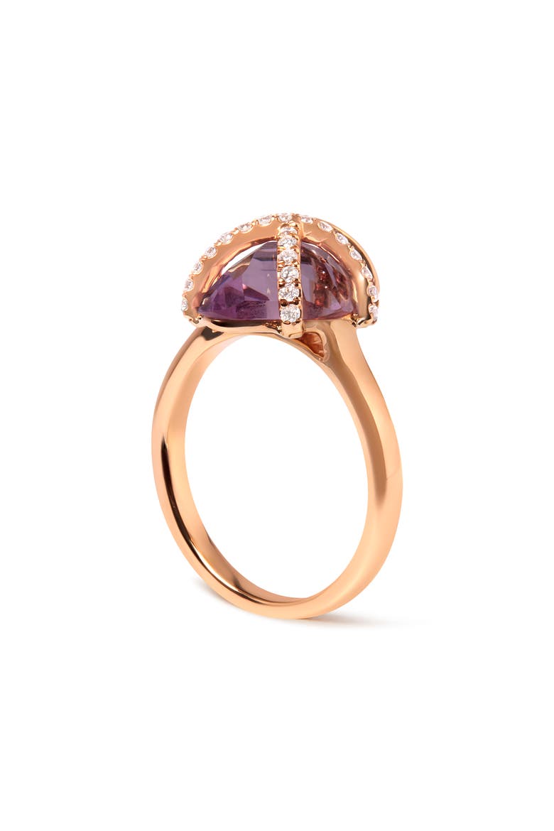 14K Gold 1/5 Ct Diamond Wrapped Amethyst Cocktail Ring, Alternate, color, Pink